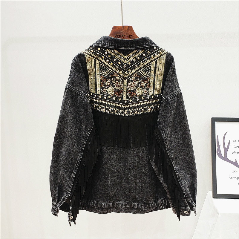 Denim Jacket Korean Floral Embroidery Suede Fringe Loose Chaquetas Mujer Coat Long Sleeve Outerwear Women Veste Femme, Light blue
Denim Jacket Korean Floral Embroidery Suede Fringe Loose Chaquetas Mujer Coat Long Sleeve Outerwear Women Veste Femme, Light blue