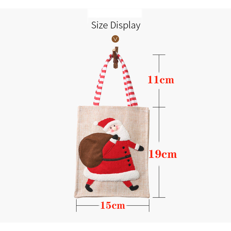 canvas three-dimensional embroidered tote linen reusable child gift candy storage shopping bag Christmas decor GGB2353 Free shipping