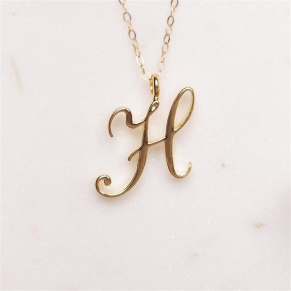 Small Swirl Initial Alphabet Letter Necklace All 26 English Gold A-T Cursive Luxury Monogram Name Letter Word Chain Necklaces for Lovers