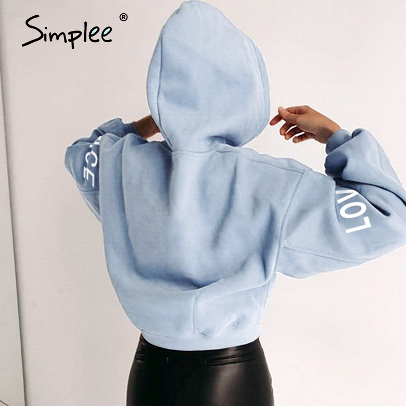 Simplee casual solid fleece women sweatshirt Long sleeve autumn winter women hoodies tops Fashion loose female shirt pull femme 200924
