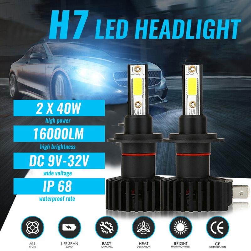 Car Headlights 2PCS/Set H7 LED Headlight Bulb Kit High Or Low Beam 6500K Auto Fog Light Super White 80W 16000LM 
Car Headlights 2PCS/Set H7 LED Headlight Bulb Kit High Or Low Beam 6500K Auto Fog Light Super White 80W 16000LM