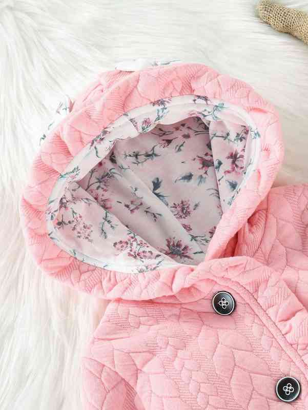 Baby Cable Textured Frill Trim Hooded Jumpsuit SHE