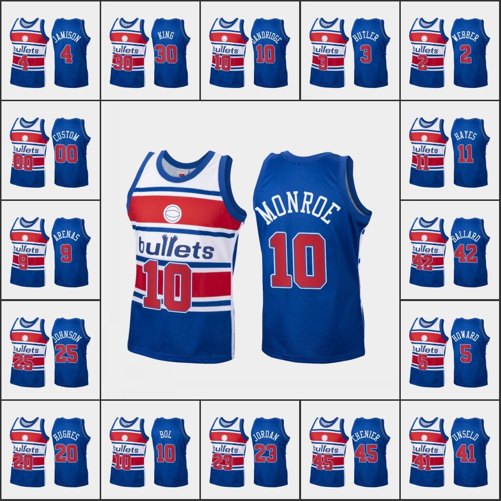 Washington's Bullets's Men Michael Jor dan Manute Bol Antawn Jamison Chris Webber Bobby Dandridge Custom Hardwood's Classics Blue Jersey
Washington's Bullets's Men Michael Jor dan Manute Bol Antawn Jamison Chris Webber Bobby Dandridge Custom Hardwood's Classics Blue Jersey