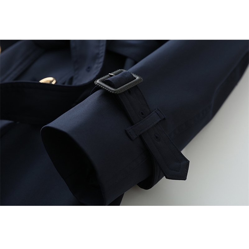 Obrix 3 Casual Style Female Spring Trench V-Neck Double Breasted Full Sleeve Pockets Belt Trench For Women 210218