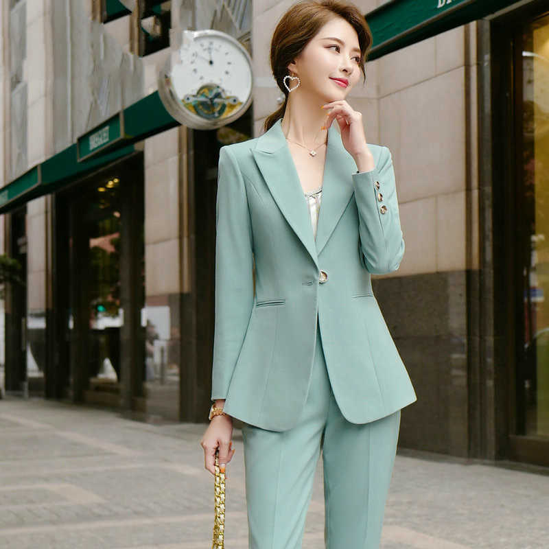 Spring and Autumn Ladies Long-sleeved Professional Suit 2-piece Formal Wear High-quality Casual Office Jacket 210527, Blazer pants a
Spring and Autumn Ladies Long-sleeved Professional Suit 2-piece Formal Wear High-quality Casual Office Jacket 210527, Blazer pants a