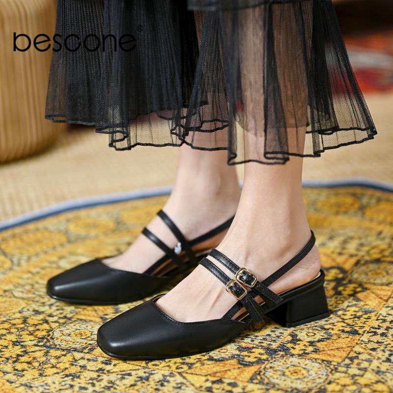 Sandals BESCONE Office Lady Shoes High Quality Genuine Leather Square Heel Buckle Strap Head Casual Women BO934, Black
Sandals BESCONE Office Lady Shoes High Quality Genuine Leather Square Heel Buckle Strap Head Casual Women BO934, Black