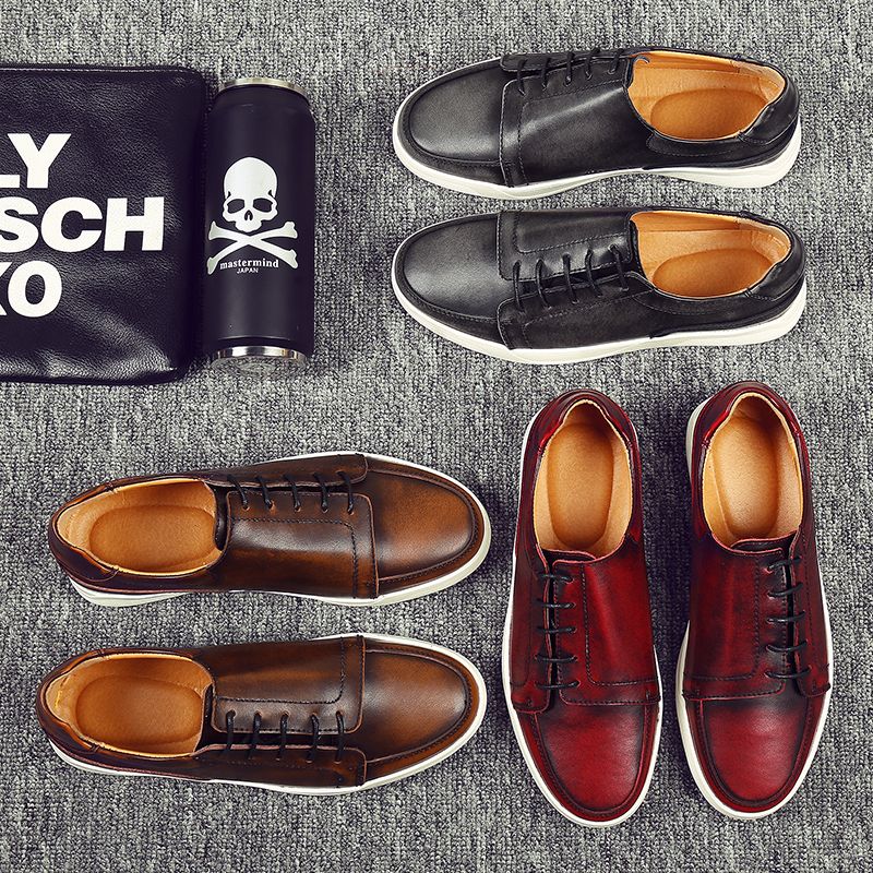 Men Shoes Casual Outdoors Fashion Classic Comfortable Lace Up Spring Autumn Simplicity Round Toe 2021 New Sneakers PU Leathe DH650