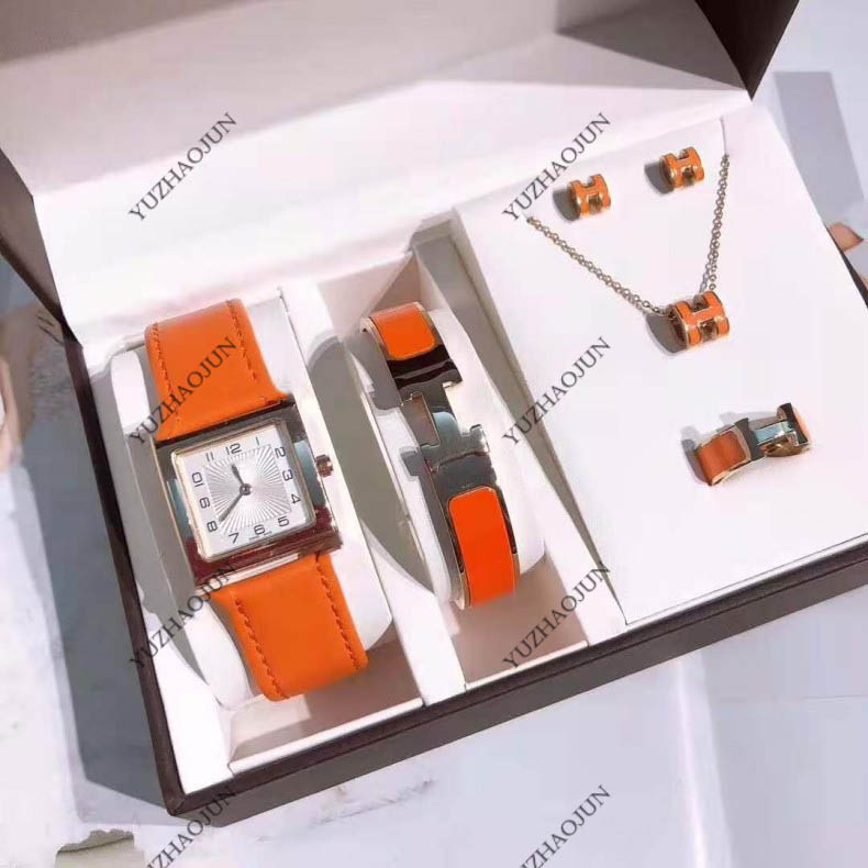 classic square designs For Women watch 5pcs Sets Ring Earrings Bangle Necklace Top Quality Quartzmovement watches montre de luxe with box, Orange
classic square designs For Women watch 5pcs Sets Ring Earrings Bangle Necklace Top Quality Quartzmovement watches montre de luxe with box, Orange