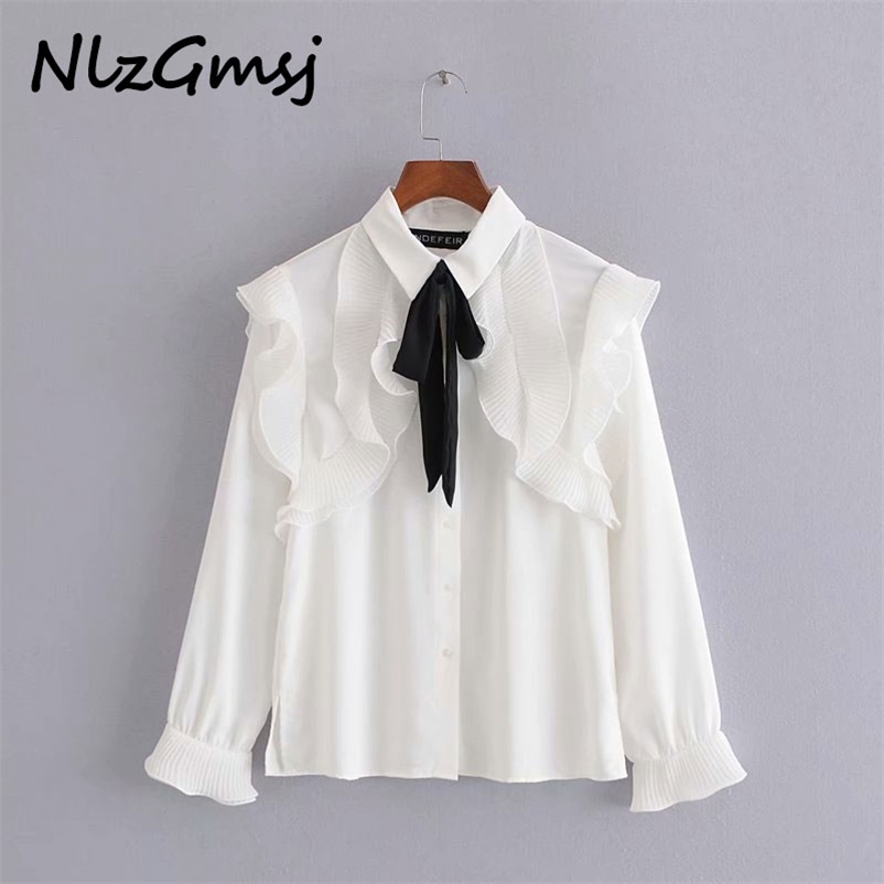 women vintage ruffles white shirts bow tiw long sleeve solid female casual tops blouses 210628, Photo color
women vintage ruffles white shirts bow tiw long sleeve solid female casual tops blouses 210628, Photo color