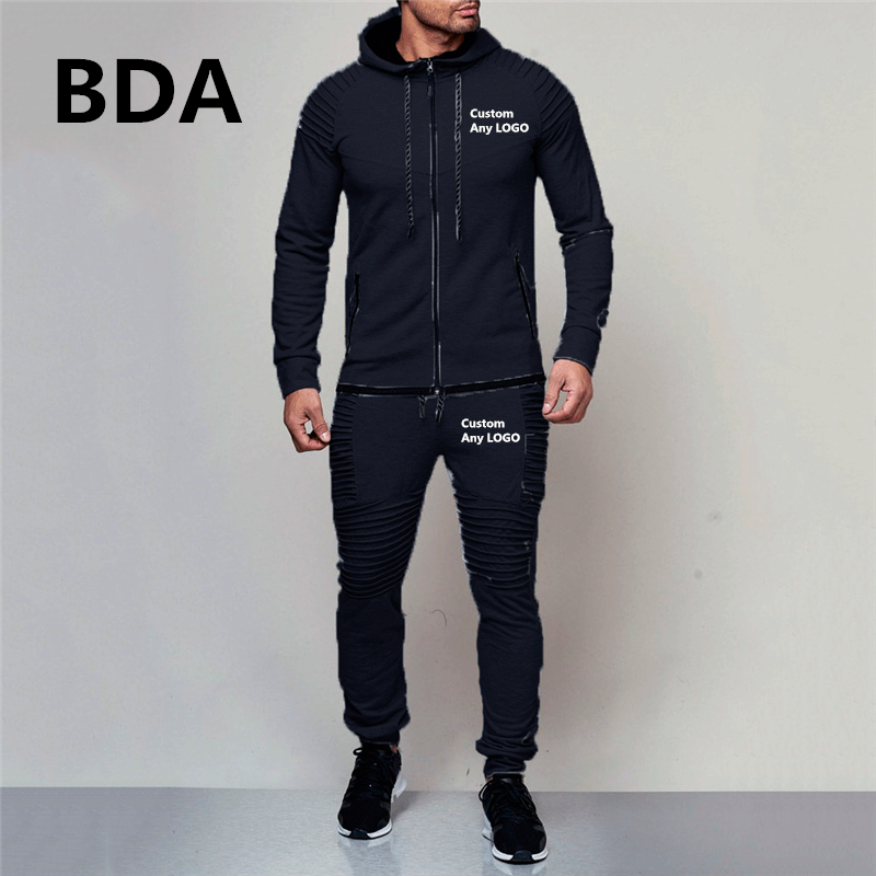 BDA Man Custom Any Sweatshrts Men's Sport Hoodies Sets Unisex Spring Suits Outerwear Zipper Fleece Male Coats Tracksuits 201210