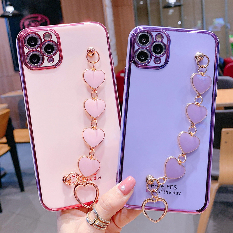Luxury Plating Heart Metal Bracelet Phone Cases Chain Case for iPhone 13 Pro Max 12 11 MiNi XR XS X 7 8 plus SE Cover, Light green
Luxury Plating Heart Metal Bracelet Phone Cases Chain Case for iPhone 13 Pro Max 12 11 MiNi XR XS X 7 8 plus SE Cover, Light green