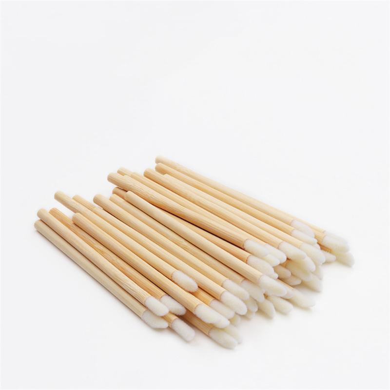 Makeup Brushes 50pcs Disposable Bamboo Wood Lip Brush Stick Applicator Lipstick Wands Eye Shadow Gloss Cosmetic Tool