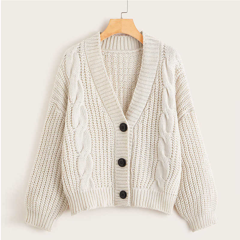 Women Short Cardigan Knitted Sweater Autumn Winter Long Sleeve V neck Jumper Cardigans Casual Streetwear Fashion Pull Femme Coat 211007