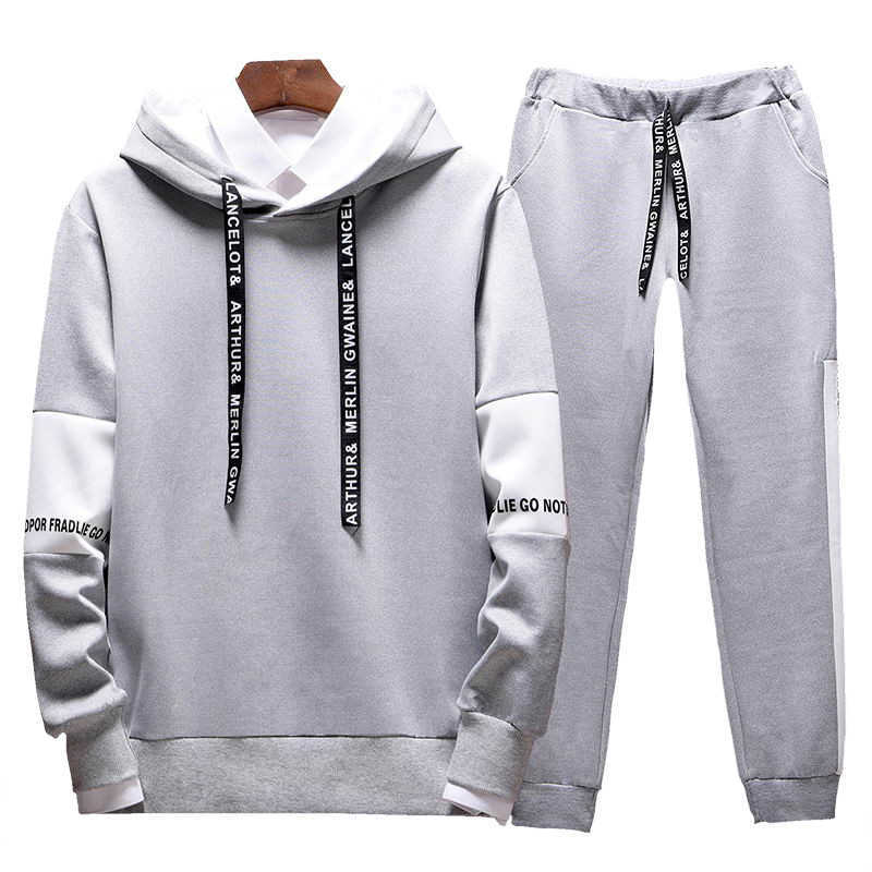men set letter sportswear sweatsuit male sweat track suit jacket hoodie with pants Mens sporting suits 210715