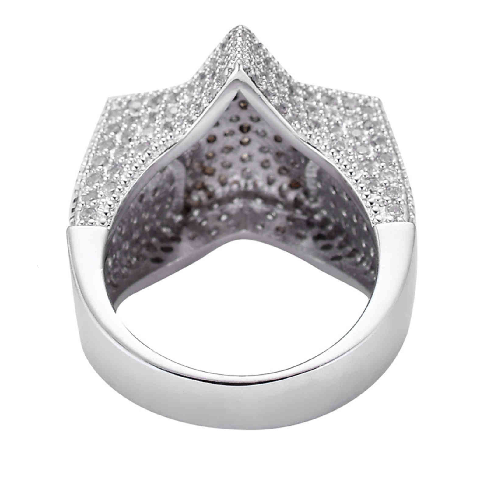 Five Pointed Star Zircon Ring Real Gold Electroplating Micro Inlaid Hip Hop Men's