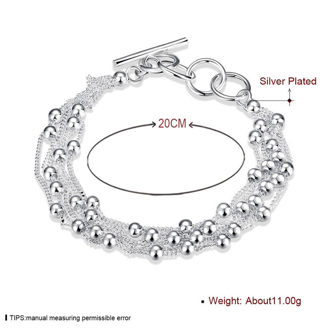Six-line light bead 925 silver plate bracelets size 20.5CM DMSB101,Unisex sterling silver plated bracelet jewelry Charm Bracelets