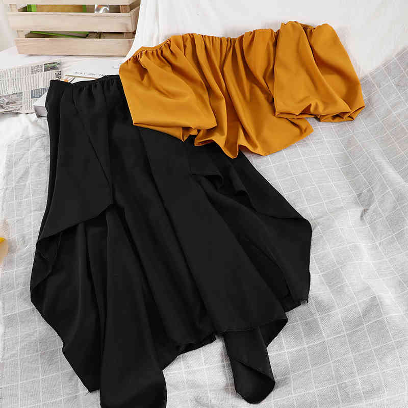 Women Slash Neck Lantern Sleeve Skirt High Elastic Waist Two Piece Set Fashion Spring Summer MZ988 210525, Wine red
Women Slash Neck Lantern Sleeve Skirt High Elastic Waist Two Piece Set Fashion Spring Summer MZ988 210525, Wine red
