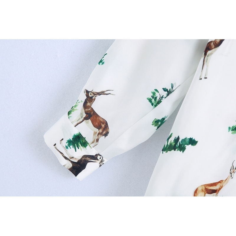 Women Loose Shirt Spring Clothing Animal Print Female Blusa Modern Lady Long Sleeve Blouse 210602