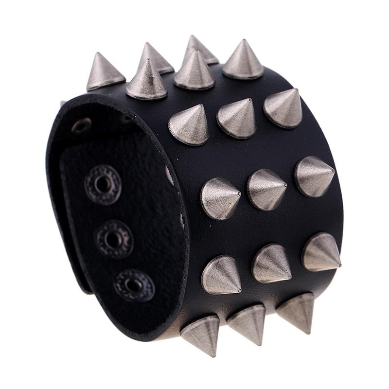 Tennis Hyperbole Black Genuine Leather Cuff Bracelets Three Rows Metal Rivets Nailed Male Bangles Arm Jewelry Adjustable Men
Tennis Hyperbole Black Genuine Leather Cuff Bracelets Three Rows Metal Rivets Nailed Male Bangles Arm Jewelry Adjustable Men