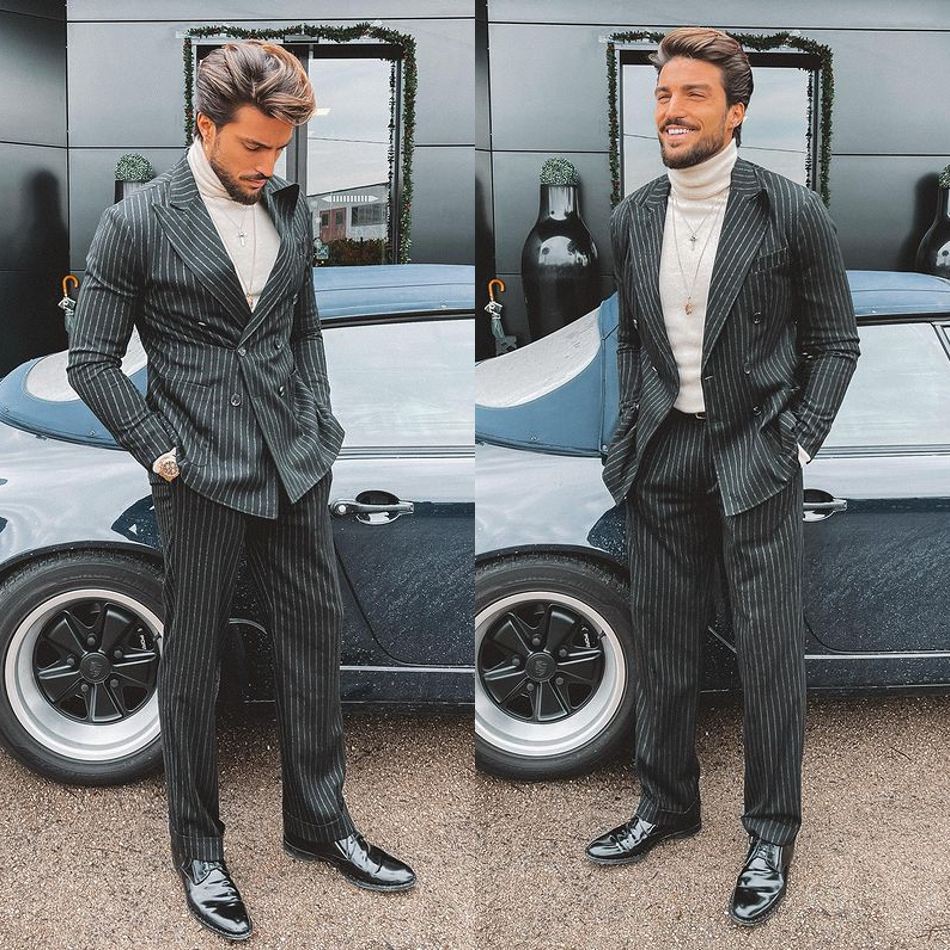Summer Classic Double Breaste Mens Pants Suits Groom Best Man Jacket Party Prom Wedding Blazer Tuxedos Custom Made 2 Pieces