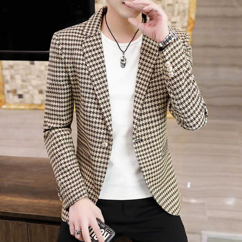 Brand Plaid Men Blazers Fashion Wedding Business Casual Blazer Masculino Slim Fit Streetwear Social Dress Coat Costume Homme 210527, Khaki
Brand Plaid Men Blazers Fashion Wedding Business Casual Blazer Masculino Slim Fit Streetwear Social Dress Coat Costume Homme 210527, Khaki