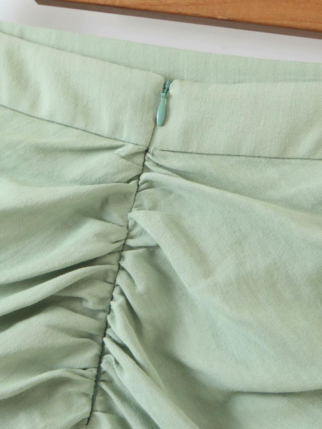 Women fashion solid color pleated asymmetrical skirt faldas mujer ladies back zipper vestidos chic hem ruffles skirts QUN654 210306