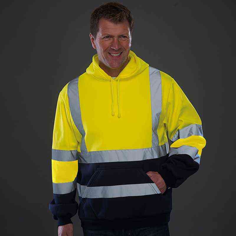 Hoodies Male Reflective Sportswear Men's Jacket Road Work High Visibility Pullover Long Sleeve Tops Coat Clothes Streetwear 211110