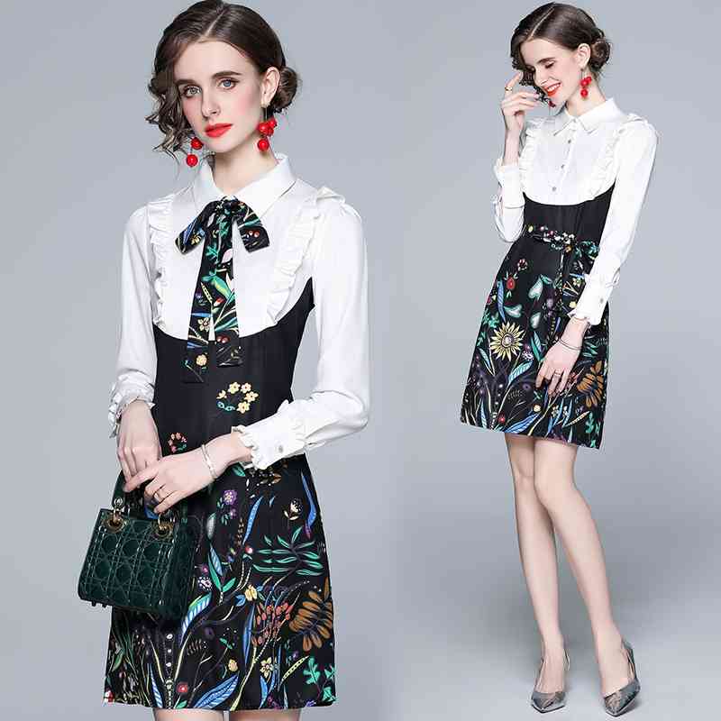 Banulin Spring Summer Runway Bow Shirt Dress Women Long Sleeve Turn Down Neck Vintage Floral Print Mini Short 210603, White
Banulin Spring Summer Runway Bow Shirt Dress Women Long Sleeve Turn Down Neck Vintage Floral Print Mini Short 210603, White