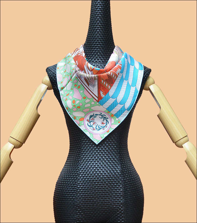 HuaJun 2 Store||Early spring with "La Danse des es" 90 silk scarf, twill printing, anti-wrinkle, handmade stitching 211013