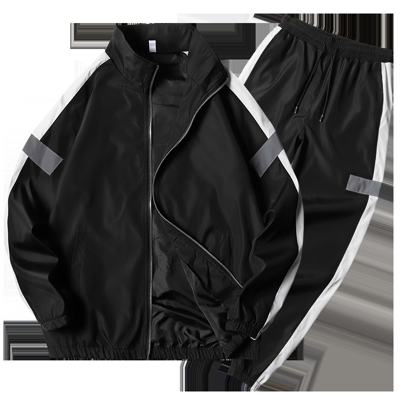 Men's Set Fashion Sports Men Sweatsuit Hip Hop Fitness Clothing Two Pieces Sweatshirt Sweatpant Male Tracksuit Black White Grey 201210