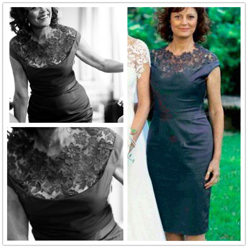 Elegant Short Sheath Mother Of The Bride Dresses Lace Jewel Neck Cap Sleeve Knee Length Wedding Guest Gowns Groom Mother's Party Dress Prom