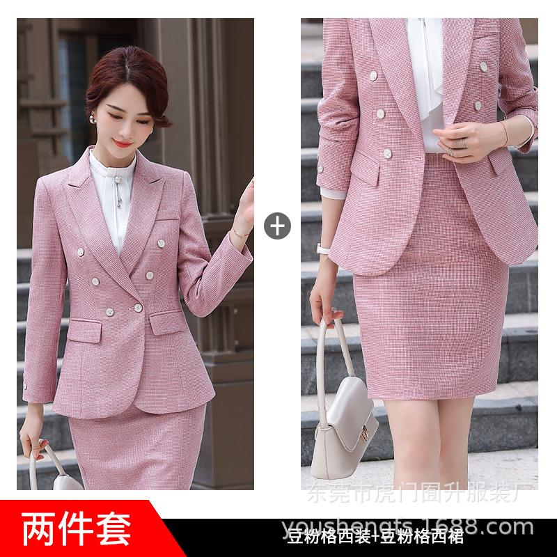 S-4XL Plus Size Professional Women's Suit 2021 New Autumn and Winter Temperament Slim Double Row Women's Jacket Slim Trousers