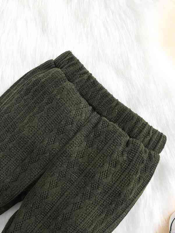 Baby Kangaroo Pocket Cable Textured Hoodie & Sweatpants SHE