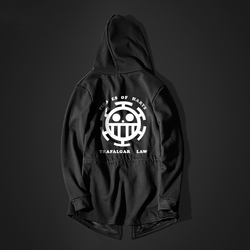 Anime Hoodie One Piece Japan Harajuku Men Black Hoodies Hip Hop Cotton Sweatshirt Streetwear Men Student Windbreaker Clothes 201113