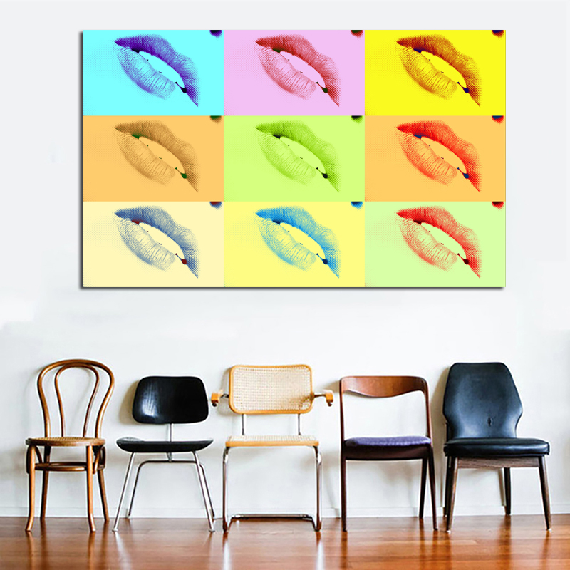 Pop Art Poster Colorful Lips Art Print Canvas Painting For Living Room ,Bedroom Wall Decoration No Frame