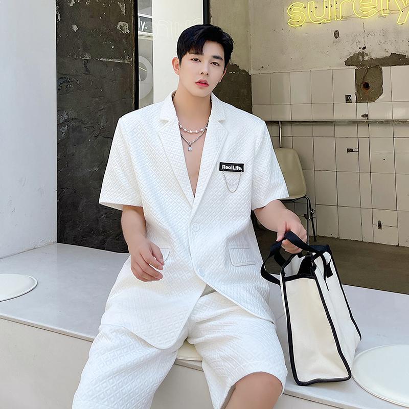Men's Suits & Blazers 2021 Spring And Summer Korean Street Hip-hop Short-sleeved Suit Casual Loose Design Waffle Shorts Two-piece, White
Men's Suits & Blazers 2021 Spring And Summer Korean Street Hip-hop Short-sleeved Suit Casual Loose Design Waffle Shorts Two-piece, White