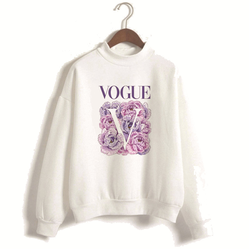 Vogue semi high collar sweater fashion printed fleece sweater Pullover women's sweater, Black
Vogue semi high collar sweater fashion printed fleece sweater Pullover women's sweater, Black