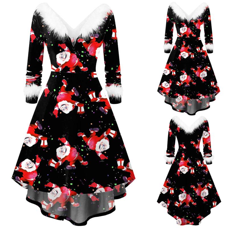 Casual Dresses For Women 2021 Christmas Faux-plush Panel Long Sleeve V Collar Asymmetrical Party Midi Dress Plus Size Clothing, Black;gray
Casual Dresses For Women 2021 Christmas Faux-plush Panel Long Sleeve V Collar Asymmetrical Party Midi Dress Plus Size Clothing, Black;gray
