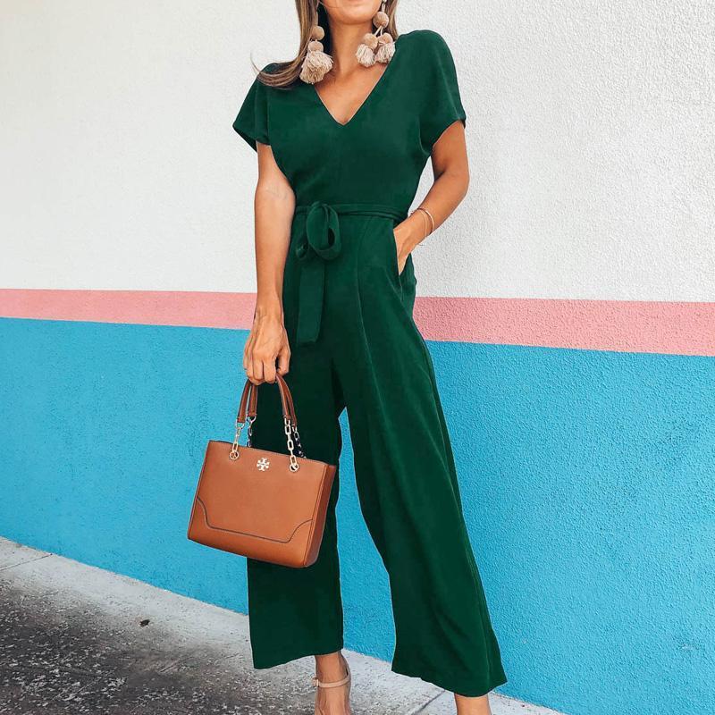 Women' Jumpsuits & Rompers Fashion Short Sleeve V-Neck Pocket Jumpsuit Women Summer Casual Loose Solid With Sashes Female Wide Leg Long Pan, 196013-wine red
Women' Jumpsuits & Rompers Fashion Short Sleeve V-Neck Pocket Jumpsuit Women Summer Casual Loose Solid With Sashes Female Wide Leg Long Pan, 196013-wine red