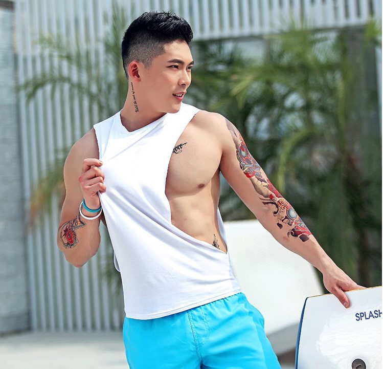 Men's vest sleeveless Sexy split breathable sportswear Private customized BOYTHOR 210308