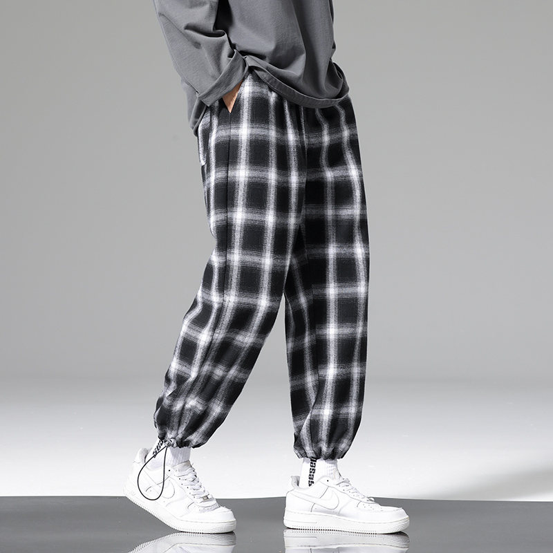 Autumn Plaid Pants Men Fashion Loose Hip Hop Casual Trousers Korean Male Harem Pant All-match Confortable