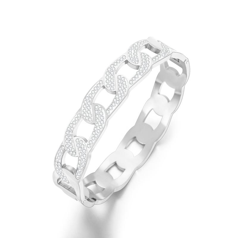 Bangle Stainless Steel Chain Hard Bracelet For Women Fashion Jewelry Gift Rose Gold Silver Color Simple CZ On Hand
Bangle Stainless Steel Chain Hard Bracelet For Women Fashion Jewelry Gift Rose Gold Silver Color Simple CZ On Hand