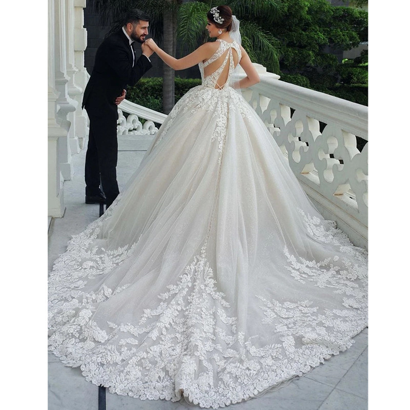 Ball Gown Wedding Dresses Sweetheart Corset Floor Length Princess Bridal Gowns Beaded Lace Pearls Custom Made WD0010