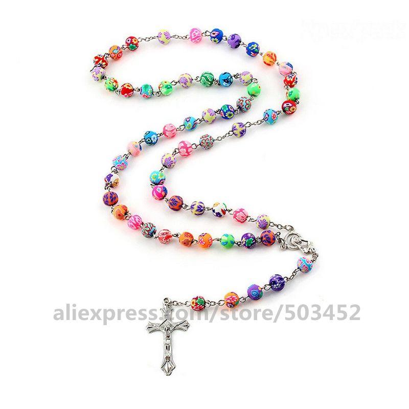 Pendant Necklaces 100pcs/lot Multicolour Christian Necklace Round Beads Catholic Rosary With Holy Soil Medal Crucifix Prayer Religious Jewel
Pendant Necklaces 100pcs/lot Multicolour Christian Necklace Round Beads Catholic Rosary With Holy Soil Medal Crucifix Prayer Religious Jewel