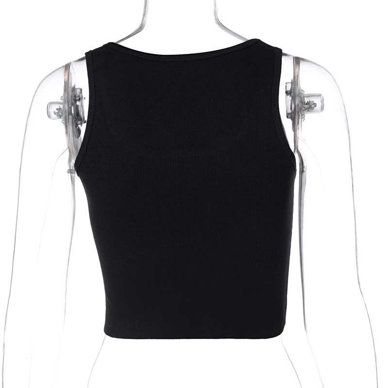 Mall Goth Top Women Black Punk gothic harajuku Crop Top Weekeep Party Dark Academia Aesthetic Tank Clubwear alt clothes 210308