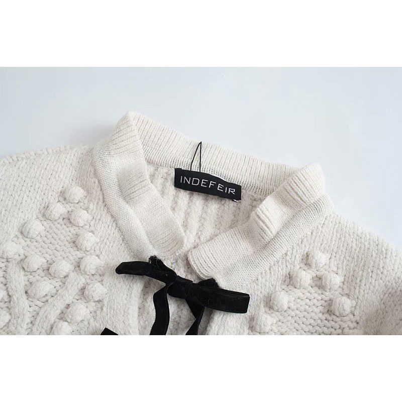 Sweater Women Fashion Elegant Ruffles Bow Knitted Jumper Female Pullovers Chic Tops 210628