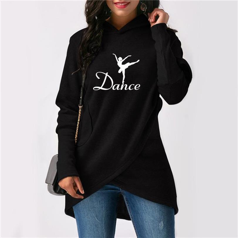 Hoodies For Women Dance Girl Letters Print Split Hoodies Women Sweatshirts Femmes Cute Pattern Pockets Comfortable Autumn 201102