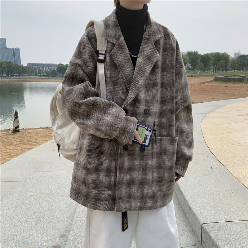 2021 New Korean Style Plaid Men's Fashion Retro Casual Short Coat Men Streetwear Autumn Loose Suit Woolen Jacket Mens M-2xl X2gz, Gray
2021 New Korean Style Plaid Men's Fashion Retro Casual Short Coat Men Streetwear Autumn Loose Suit Woolen Jacket Mens M-2xl X2gz, Gray