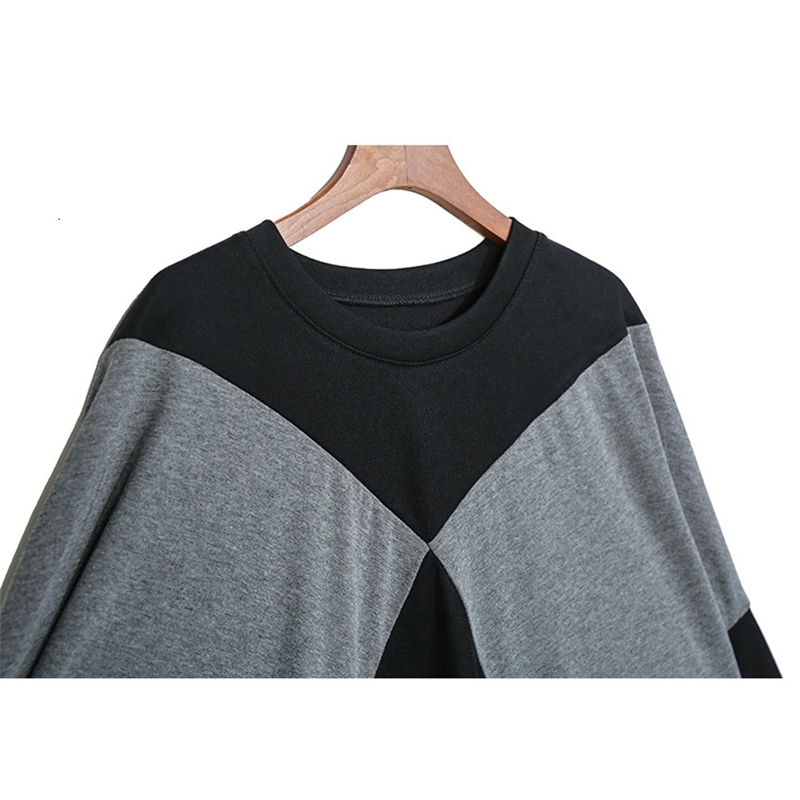 EAM Loose Fit Split Joint Oversized Sweatshirt Round Neck Long Sleeve Women Big Size Fashion Spring Autumn 1D642 201127