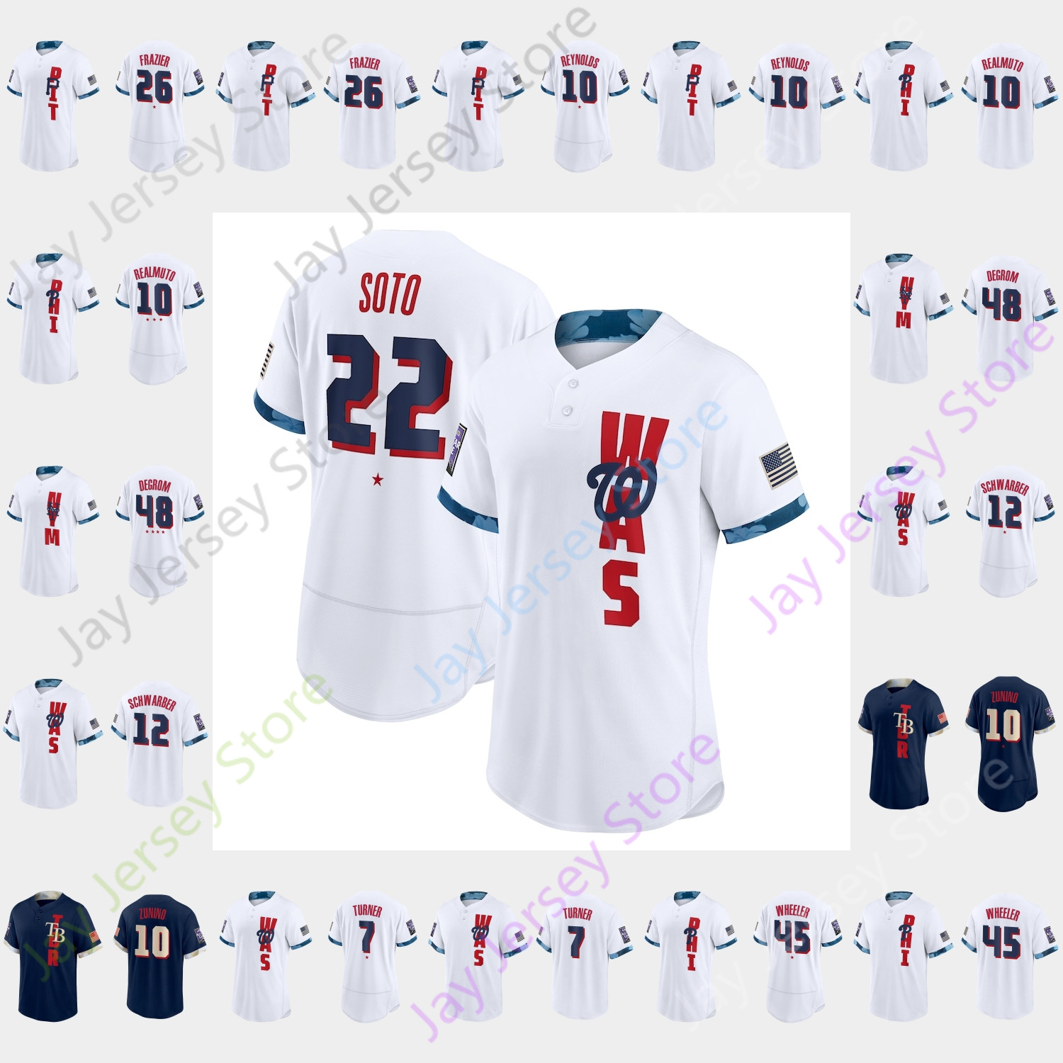 2021 All-Star Jersey Adam Frazier Bryan Reynolds J.T. Realmuto Jacob deGrom Juan Soto Kyle Schwarber Mike Zunino Trea Turner Zack Wheeler Men Women Youth
2021 All-Star Jersey Adam Frazier Bryan Reynolds J.T. Realmuto Jacob deGrom Juan Soto Kyle Schwarber Mike Zunino Trea Turner Zack Wheeler Men Women Youth